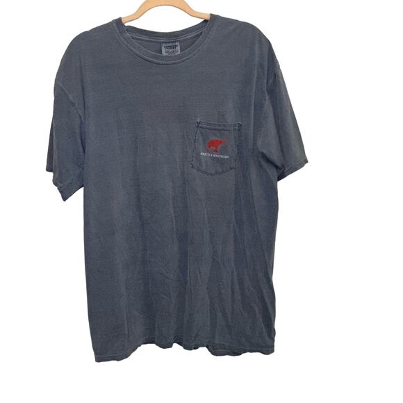 Strictly Southern Tops - Strictly Southern Elephant Graphic T-Shirt Large Blue Pocket Tee Short Sleeve